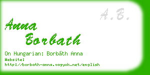 anna borbath business card